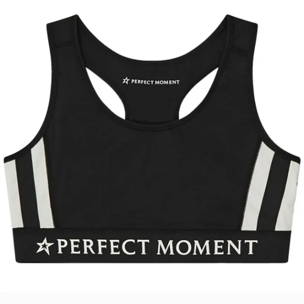 New Perfect Moment Stripes Stars Black/White Sports Bra Medium NWT